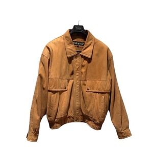 Vtg‎ Wear Me Out Mens Nubuck Suede Leather Bomber Jacket Tan XL Streetwear 80s